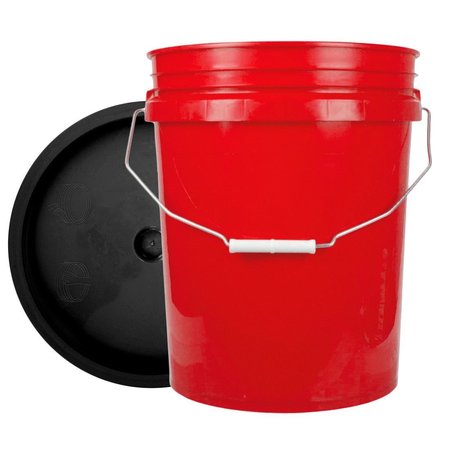 WORLD ENTERPRISES Round Bucket Set  Red and Black 5RED,345RED